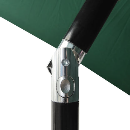 Garden Parasol with LEDs and Steel Pole Green 6.6'x9.8'