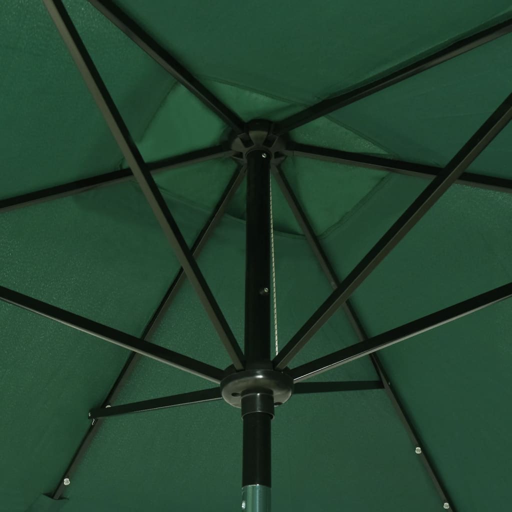 Garden Parasol with LEDs and Steel Pole Green 6.6'x9.8'
