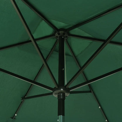 Garden Parasol with LEDs and Steel Pole Green 6.6'x9.8'