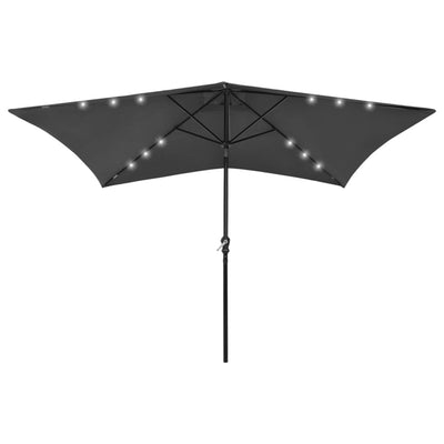 Garden Parasol with LEDs and Steel Pole Anthracite 6.6'x9.8'