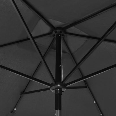 Garden Parasol with LEDs and Steel Pole Anthracite 6.6'x9.8'