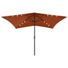 Garden Parasol with LEDs and Steel Pole Terracotta 6.6'x9.8'