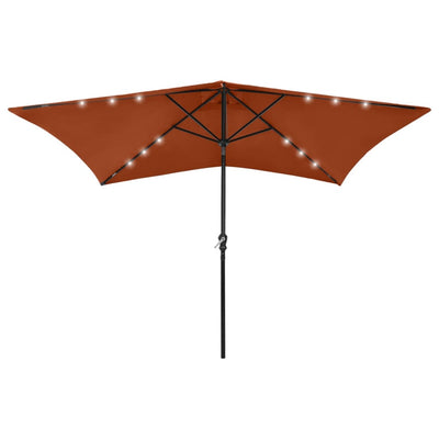 Garden Parasol with LEDs and Steel Pole Terracotta 6.6'x9.8'
