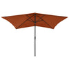 Garden Parasol with LEDs and Steel Pole Terracotta 6.6'x9.8'