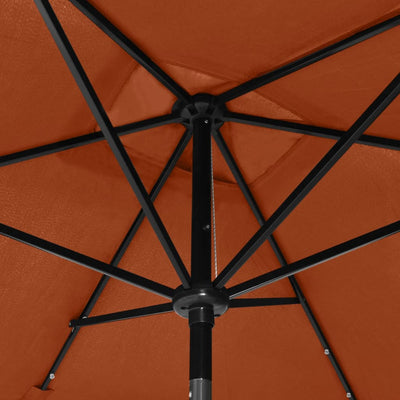Garden Parasol with LEDs and Steel Pole Terracotta 6.6'x9.8'
