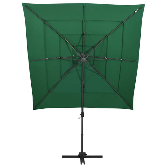 4-Tier Garden Parasol with Aluminium Pole Green 250x250 cm