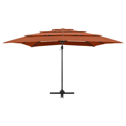 Garden Parasol | Terracotta | Polyester, Powder-Coated Aluminium | Large