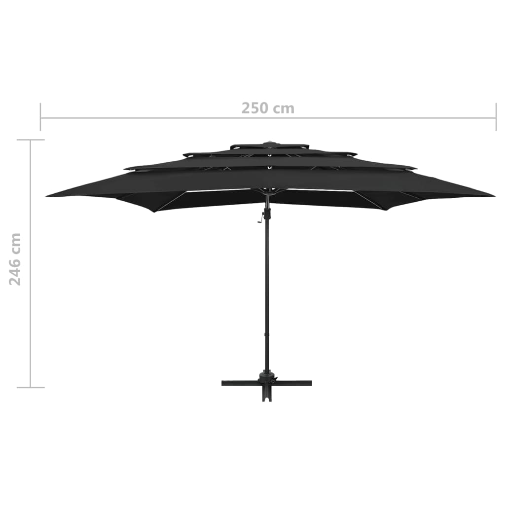 Garden Parasol | Black | Polyester | Large | Foldable | Garden Parasol