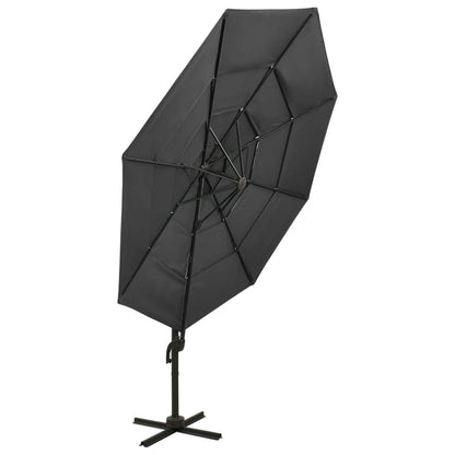 Garden Parasol | Anthracite | Polyester, Powder-Coated Aluminium | 3x3 m