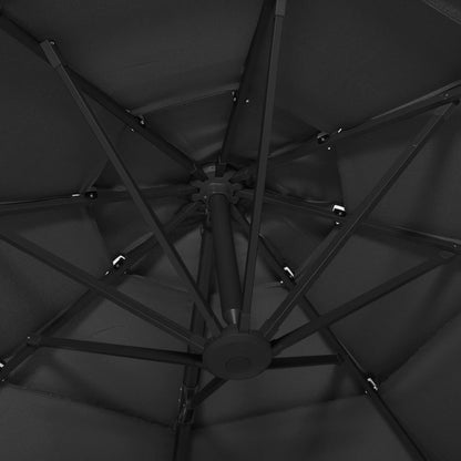 Garden Parasol | Black | Polyester | 3x3 meters | Foldable