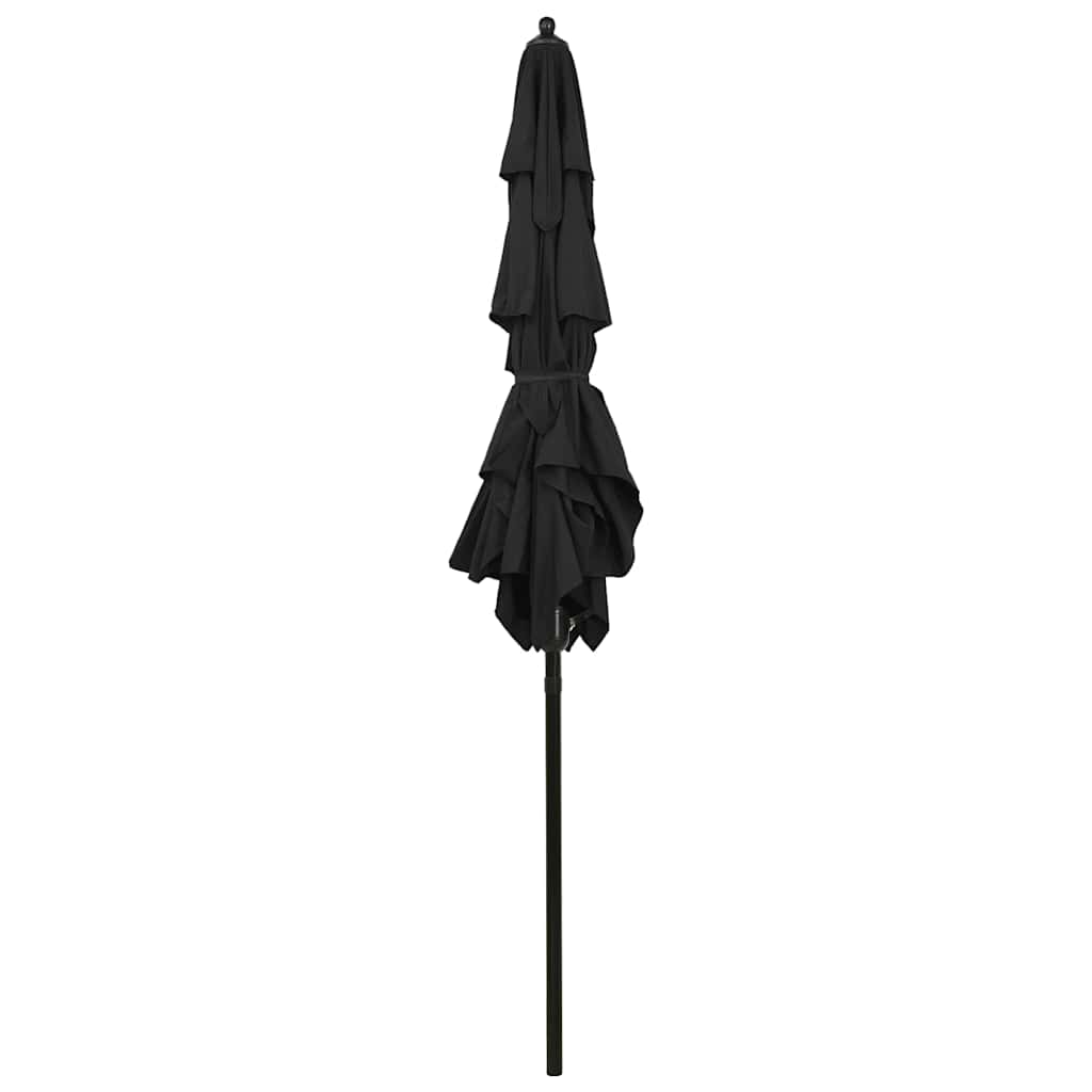 313850 vidaXL 3-Tier Garden Parasol with Aluminium Pole Black 2x2 m