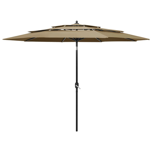 3-Tier Garden Parasol with Aluminium Pole Taupe 3 m