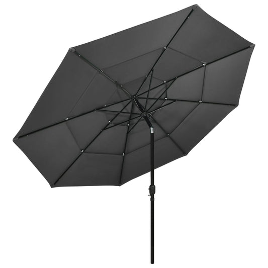 3-Tier Garden Parasol with Aluminium Pole Anthracite 3.5 m