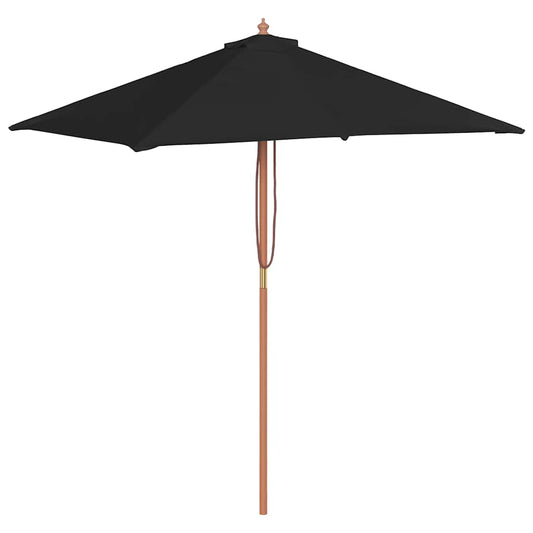 Garden Parasol with Wooden Pole Black 150x200 cm