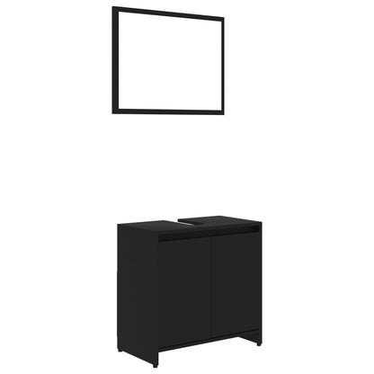 3 Piece Bathroom Furniture Set Black Engineered Wood