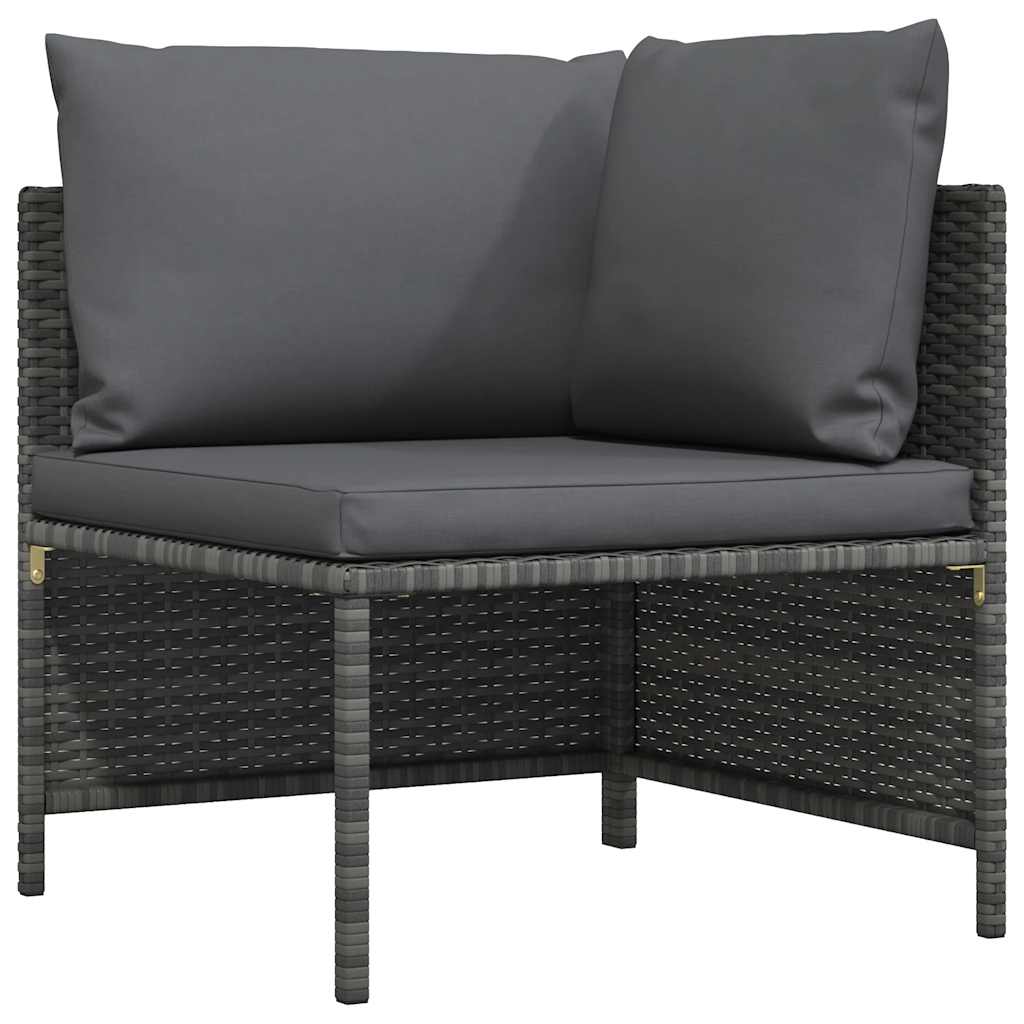 Sectional Corner Sofa with Cushions Gray Poly Rattan