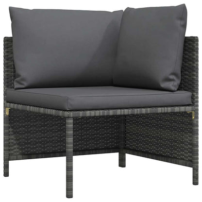 Sectional Corner Sofa with Cushions Gray Poly Rattan