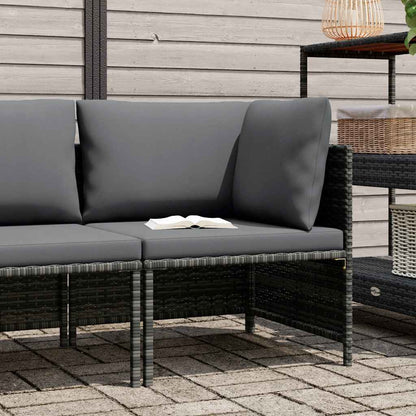 Sectional Corner Sofa with Cushions Gray Poly Rattan