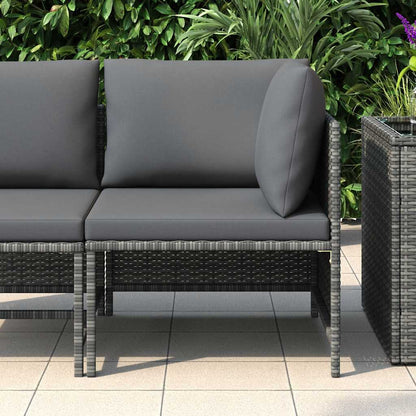 Sectional Corner Sofa with Cushions Gray Poly Rattan