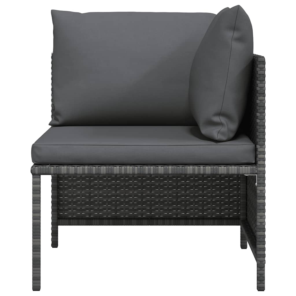 Sectional Corner Sofa with Cushions Gray Poly Rattan
