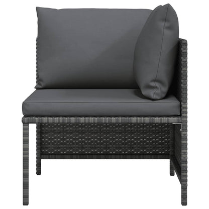 Sectional Corner Sofa with Cushions Gray Poly Rattan