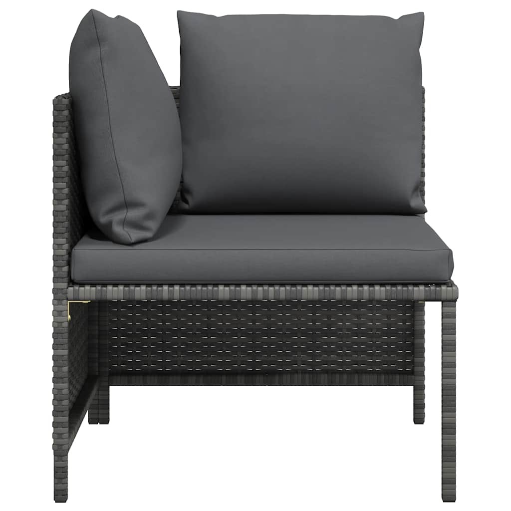 Sectional Corner Sofa with Cushions Gray Poly Rattan