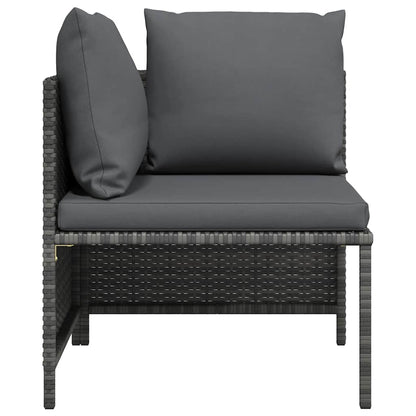Sectional Corner Sofa with Cushions Gray Poly Rattan