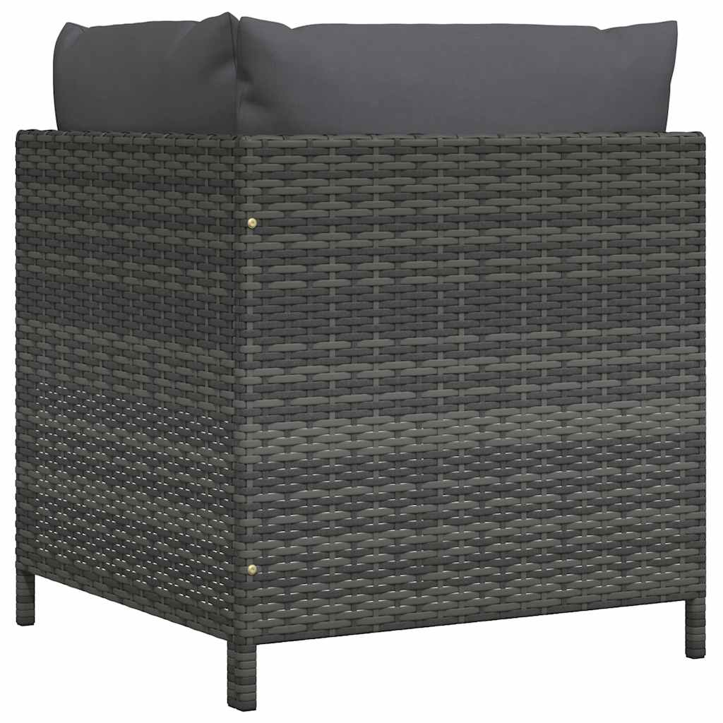 Sectional Corner Sofa with Cushions Gray Poly Rattan