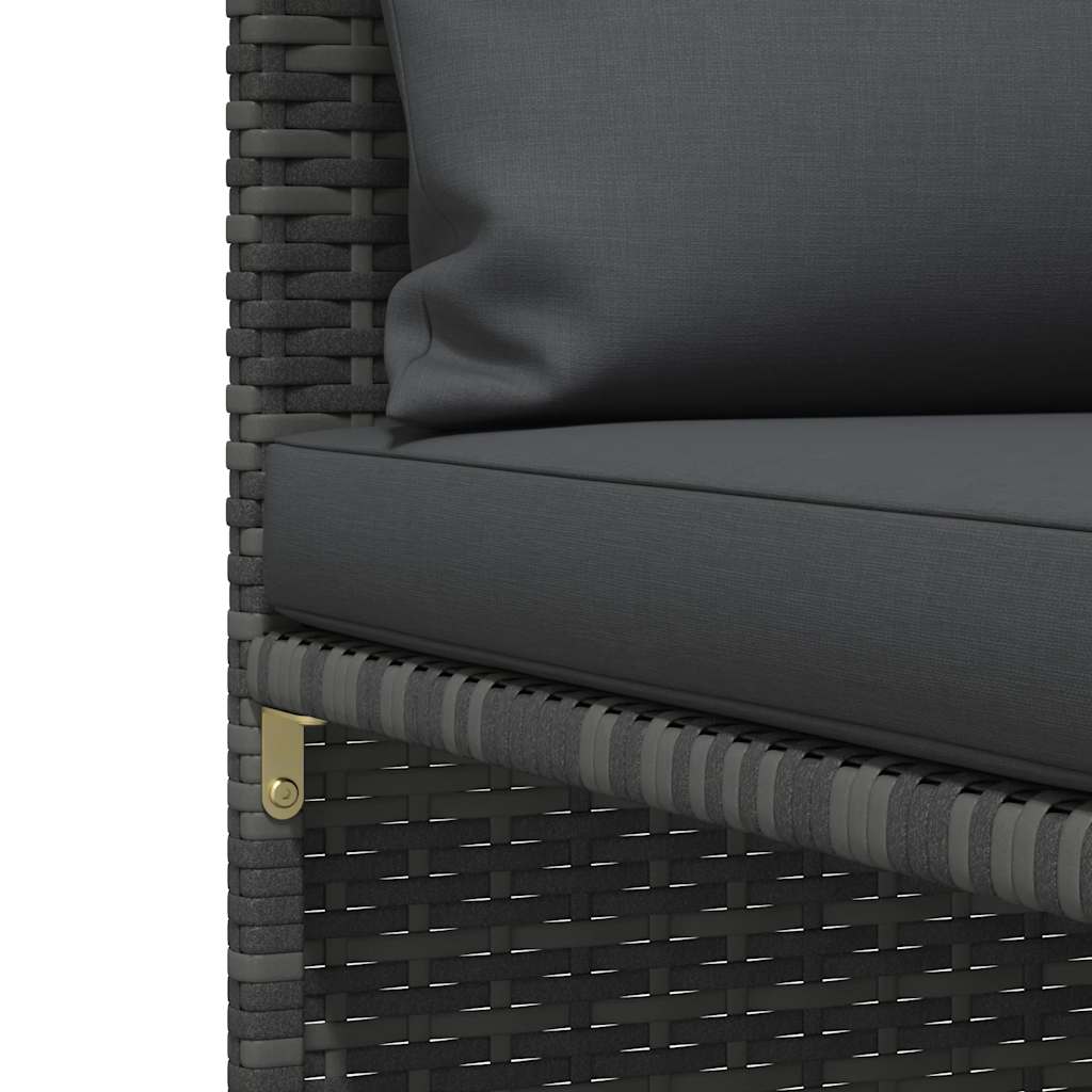 Sectional Corner Sofa with Cushions Gray Poly Rattan