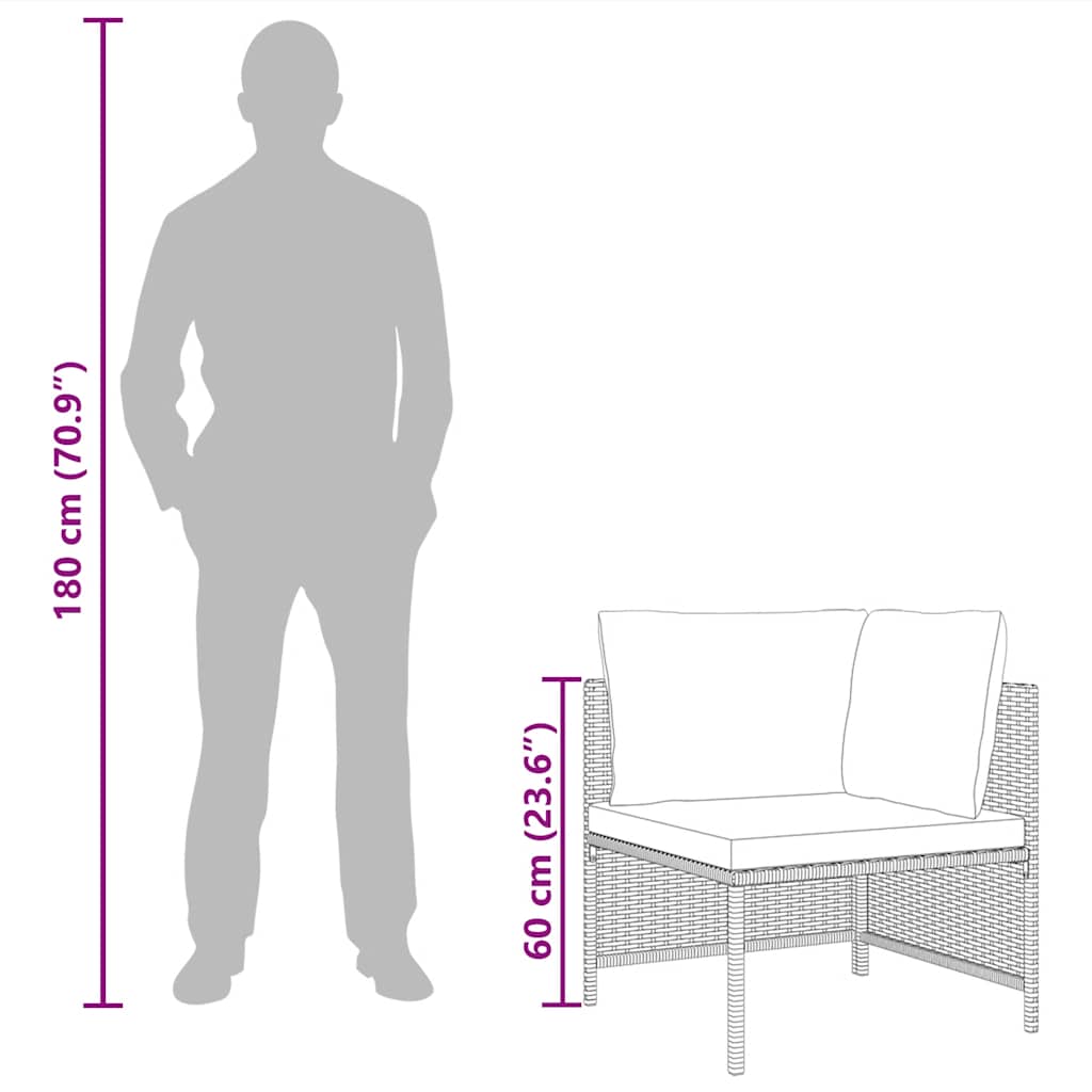 Sectional Corner Sofa with Cushions Gray Poly Rattan