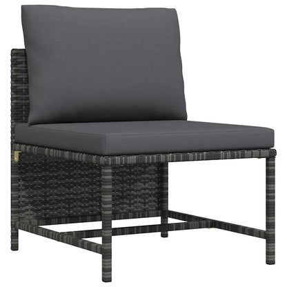 Sectional Middle Sofa with Cushions Gray Poly Rattan