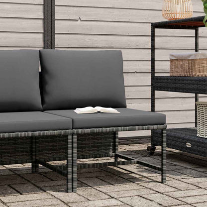 Sectional Middle Sofa with Cushions Gray Poly Rattan