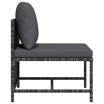 Sectional Middle Sofa with Cushions Gray Poly Rattan