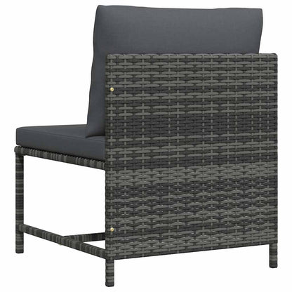 Sectional Middle Sofa with Cushions Gray Poly Rattan