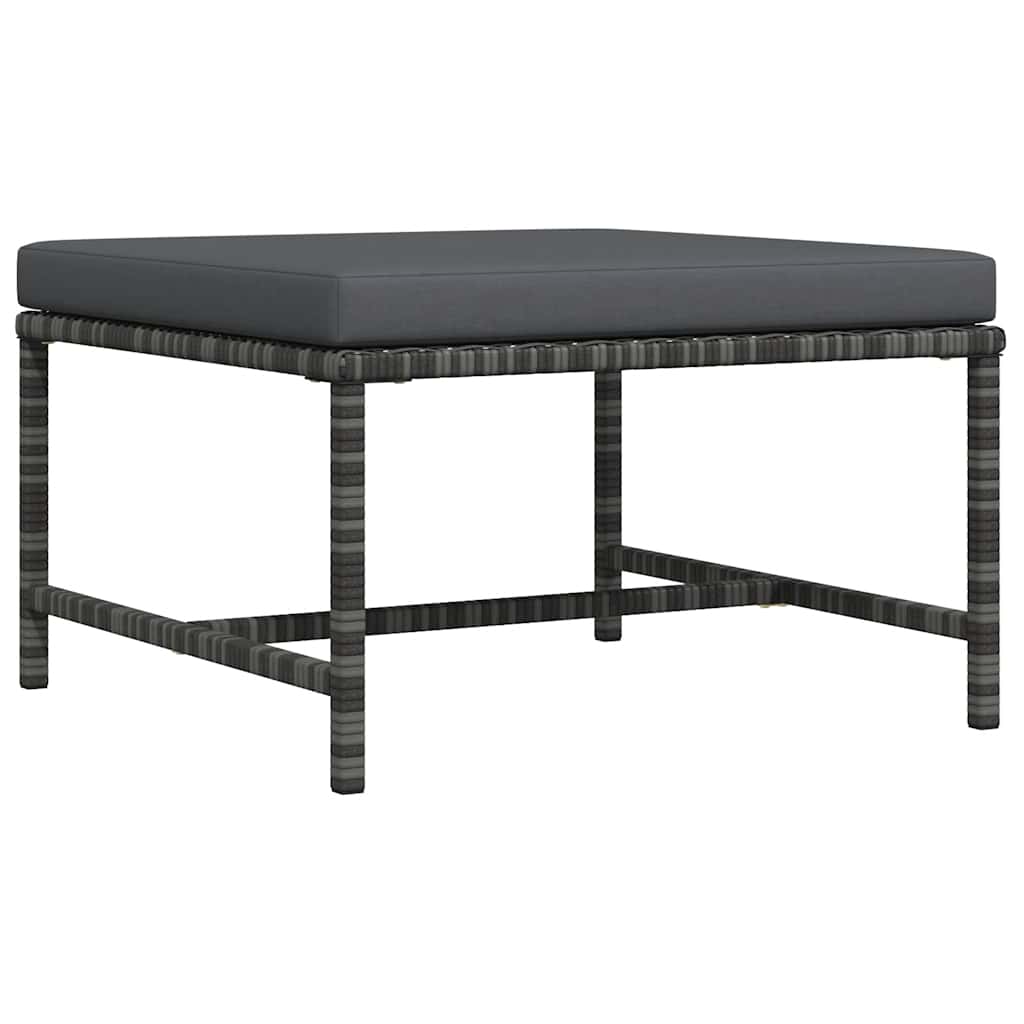 Sectional Footrest with Cushion Gray Poly Rattan