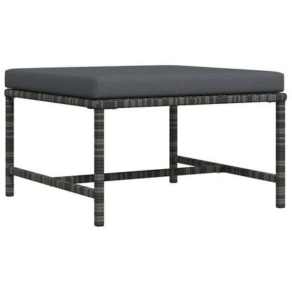 Sectional Footrest with Cushion Gray Poly Rattan