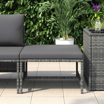 Sectional Footrest with Cushion Gray Poly Rattan