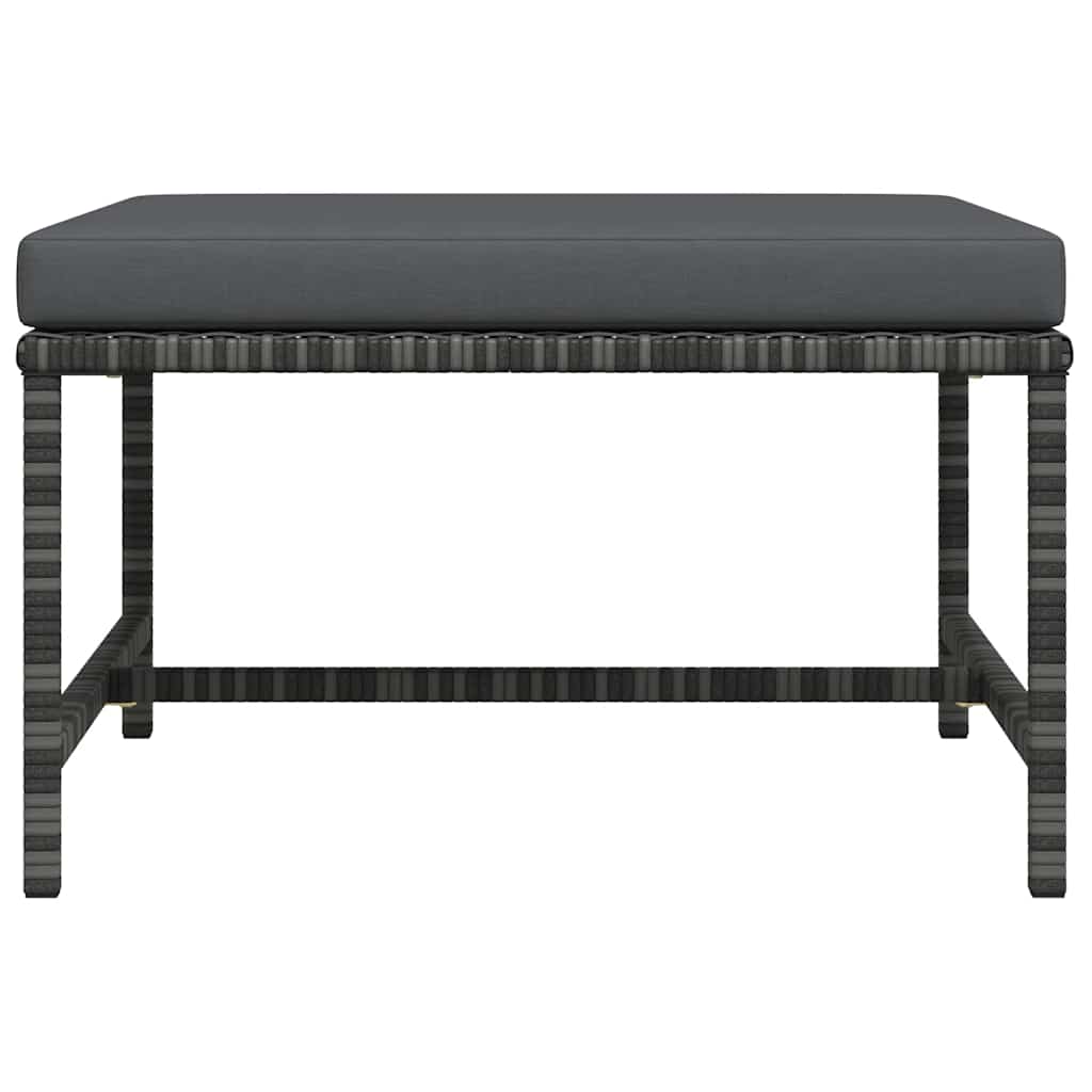 Sectional Footrest with Cushion Gray Poly Rattan