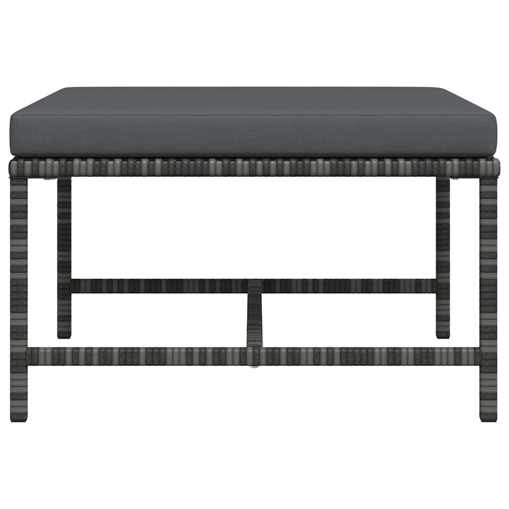 Sectional Footrest with Cushion Gray Poly Rattan