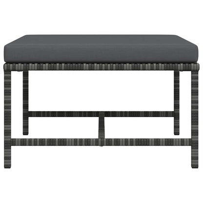 Sectional Footrest with Cushion Gray Poly Rattan