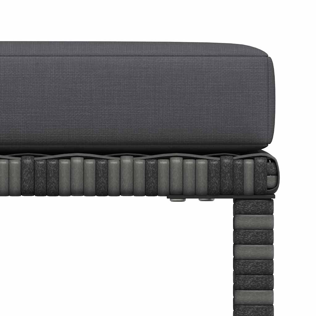 Sectional Footrest with Cushion Gray Poly Rattan