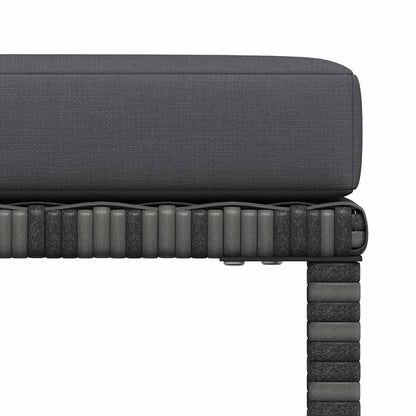 Sectional Footrest with Cushion Gray Poly Rattan