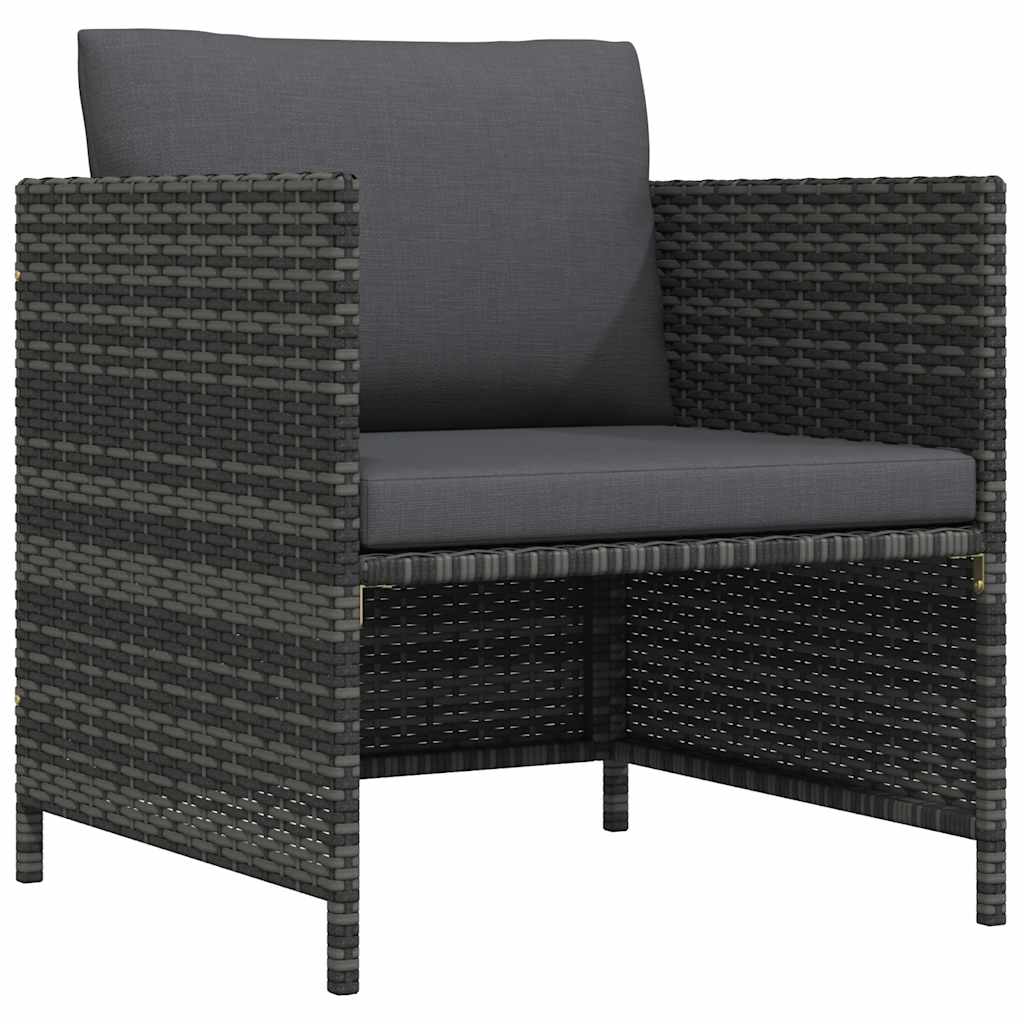 Patio Sofa with Cushions Gray Poly Rattan