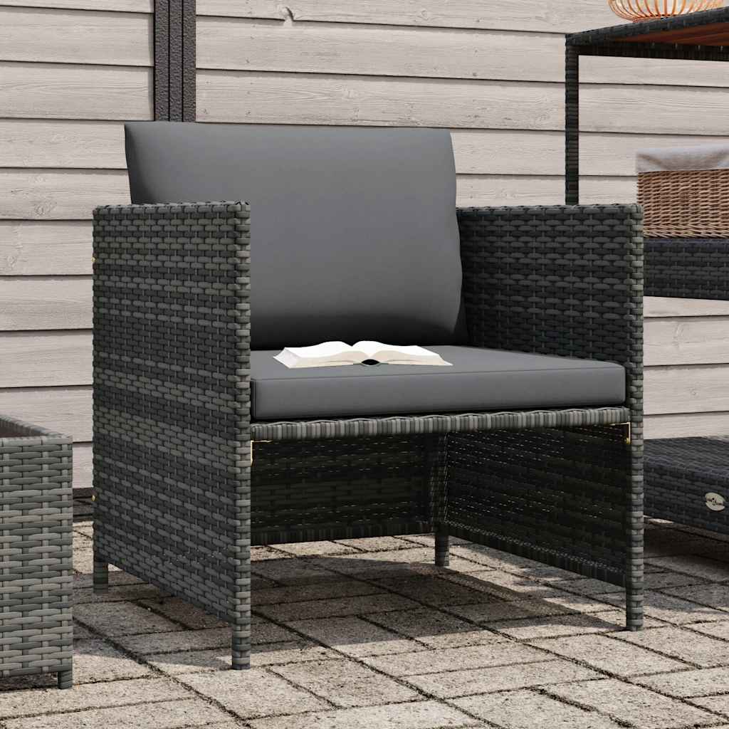 Patio Sofa with Cushions Gray Poly Rattan