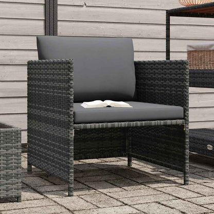 Patio Sofa with Cushions Gray Poly Rattan