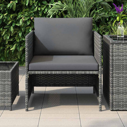 Patio Sofa with Cushions Gray Poly Rattan