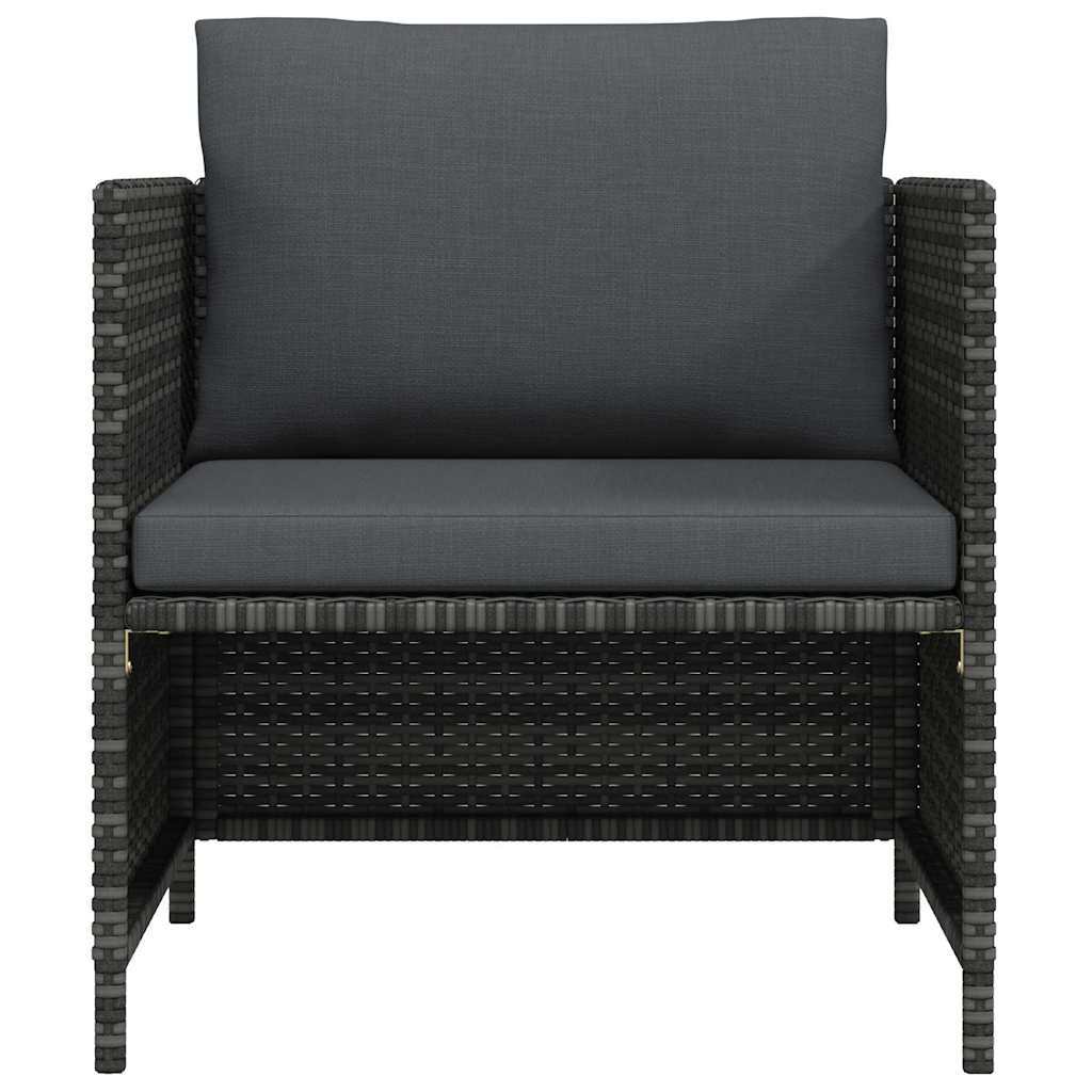 Patio Sofa with Cushions Gray Poly Rattan