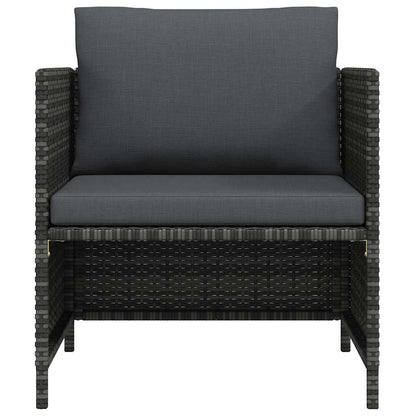 Patio Sofa with Cushions Gray Poly Rattan