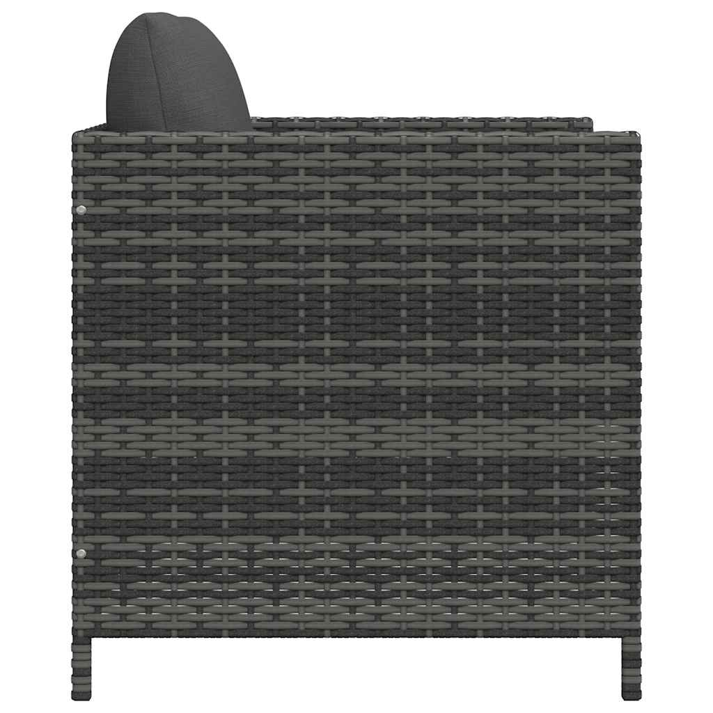 Patio Sofa with Cushions Gray Poly Rattan