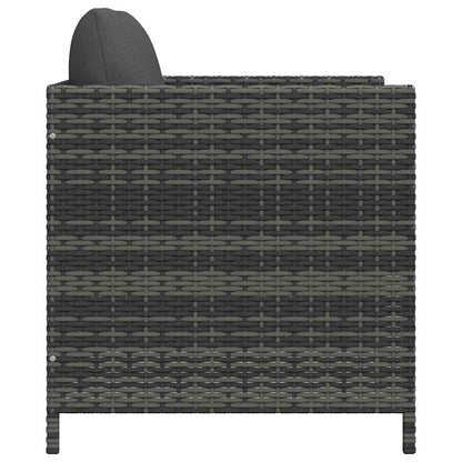 Patio Sofa with Cushions Gray Poly Rattan